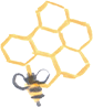 蜂が蜂の巣にとまるイラスト